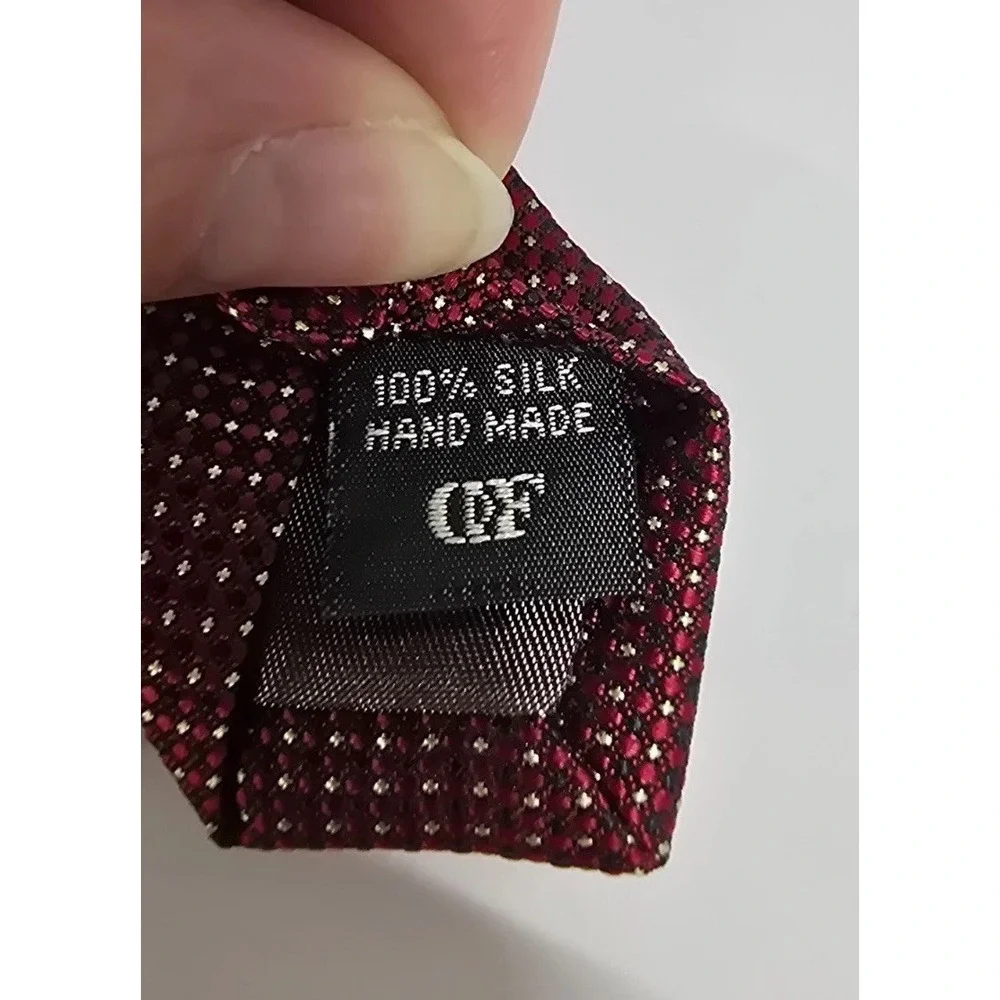 Daniel De Fasson Necktie Mens Burgundy Geometric 100% Silk Business Formal Wear